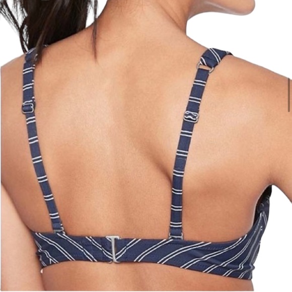 Athleta Piha navy white French stripe underwire bikini top sz 38 B/C bottom sz M - Picture 3 of 16